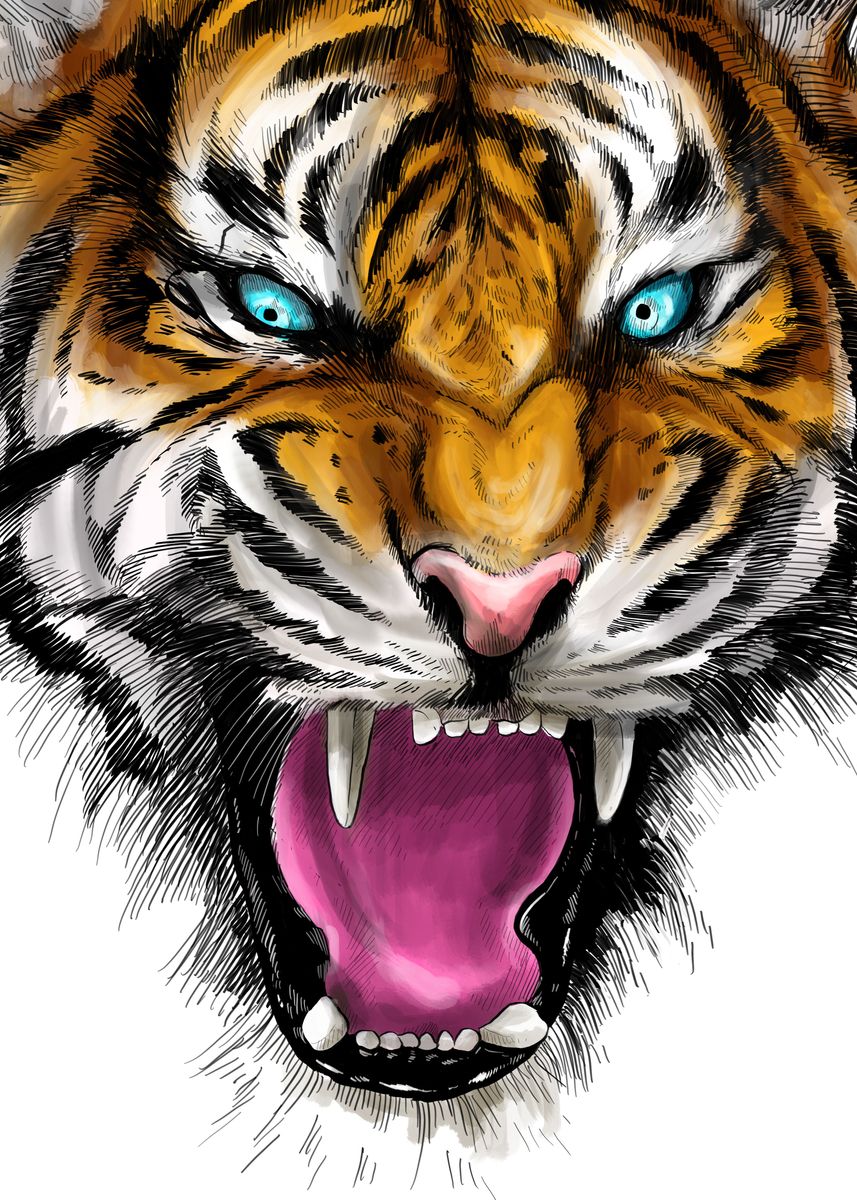 Морда тигра красками