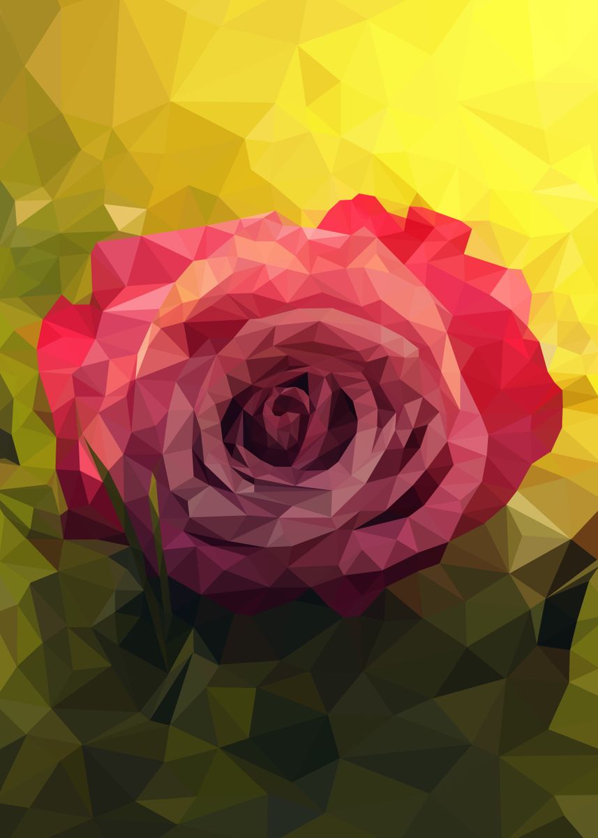 'Polygon art - Rose' Poster, picture, metal print, paint by Sascha Tarp ...