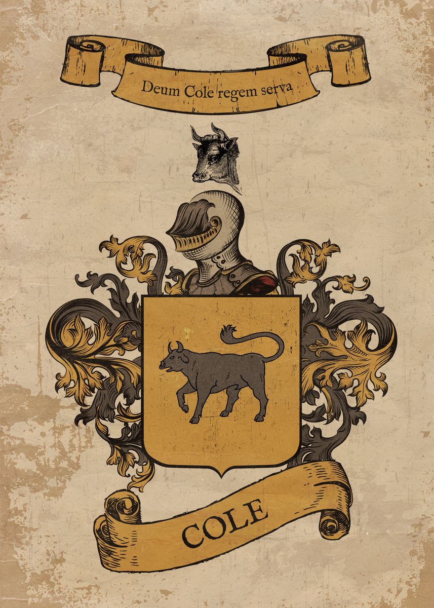 ‘Cole Coat of Arms (England)’ Poster, picture, metal print, paint by