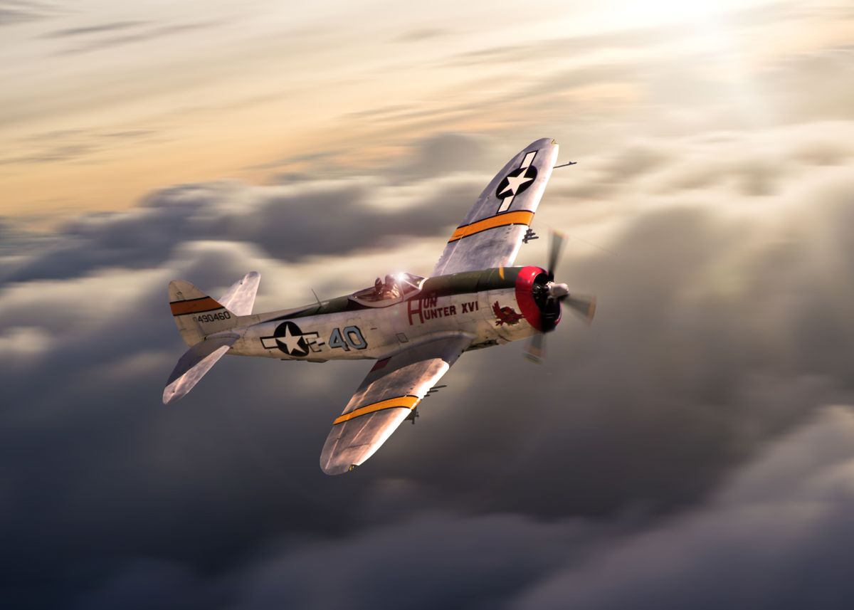'Iconic P40 Thunderbolt dubbed 'Hun Hunter' at speed hig ... ' Poster by Airpower Art | Displate