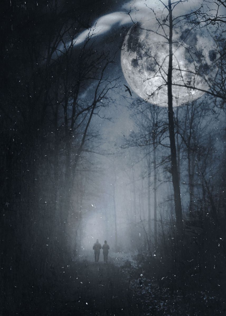 'A couple walking under a big full moon...' Poster by Dirk Wüstenhagen ...