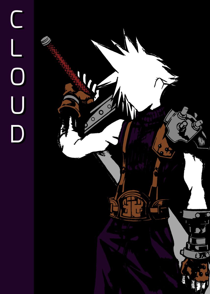 Cloud From Final Fantasy 7 Poster By Victor Ace Displate   Dc28d0da6713af8e70212866cba2a86b 