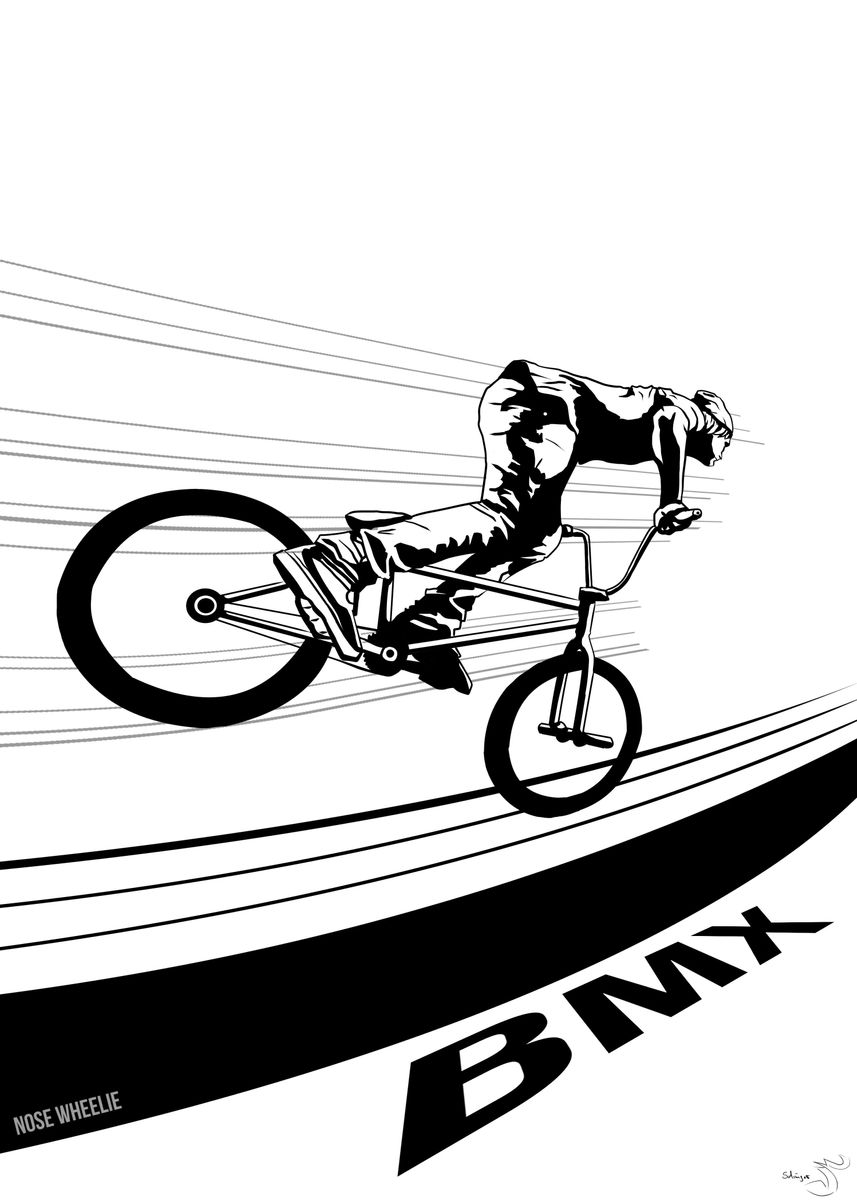 'BMX Nose Wheelie. Second of my sport series.' Poster, picture, metal print, paint by