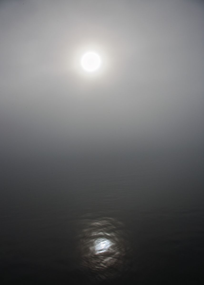 'The sun peeking through the fog. ' Poster, picture, metal print, paint ...