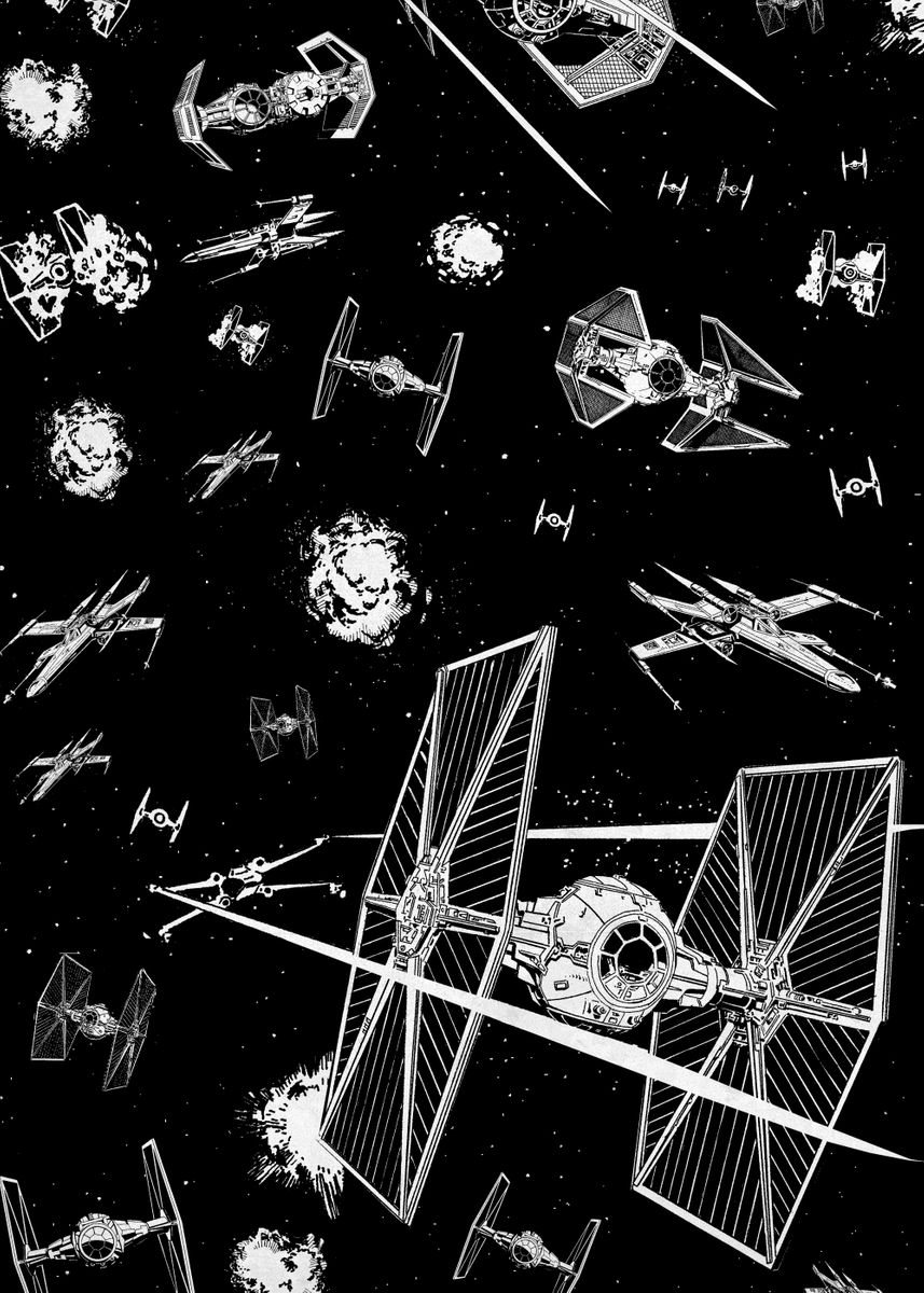 'Space Battle' Poster, picture, metal print, paint by Star Wars | Displate