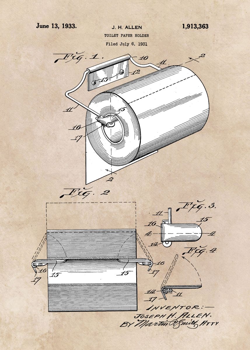 Toilet Paper Patent' Art Print - Cole Borders - Art.com