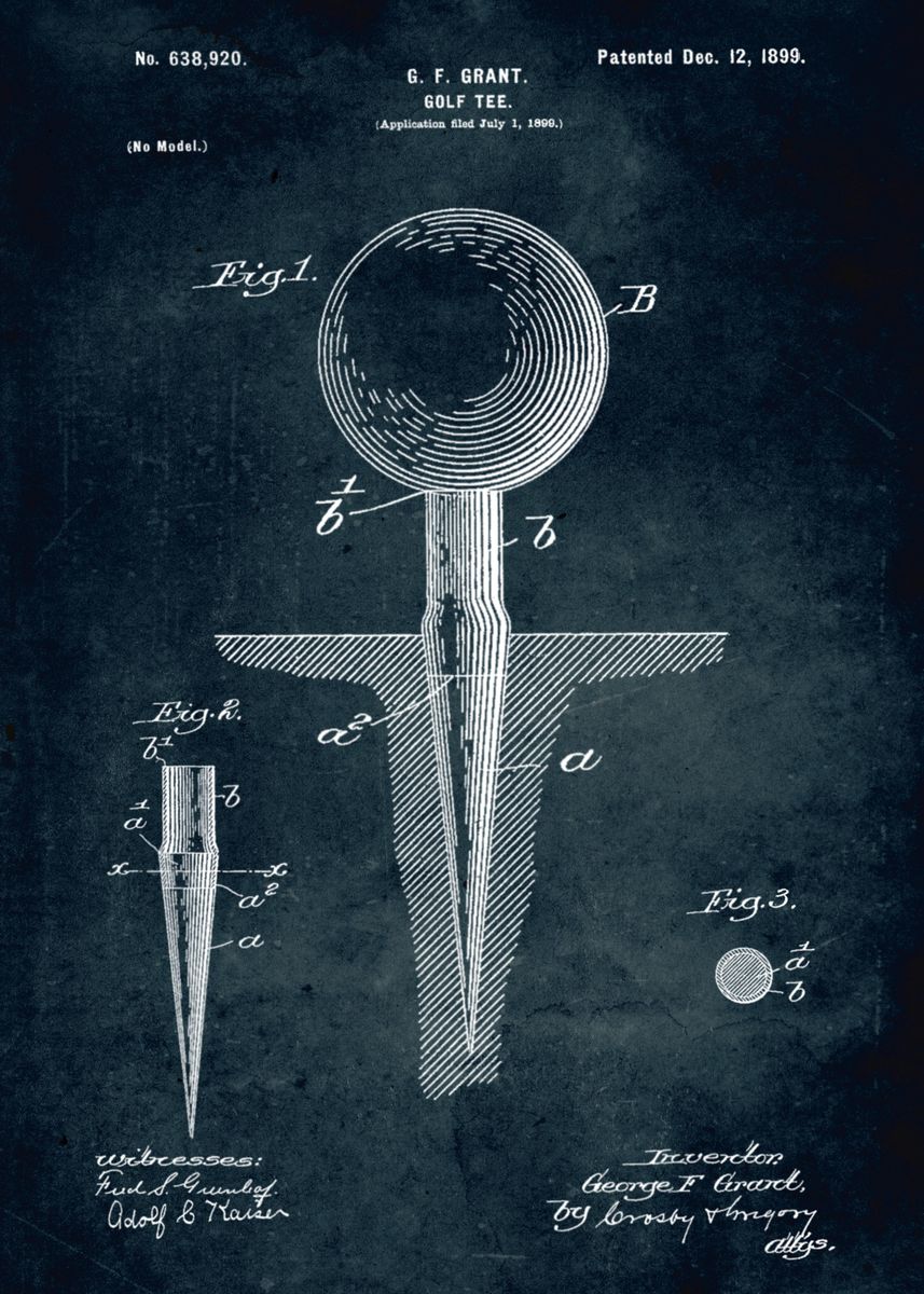 'No107 1899 Golf Tee Inventor F. Grant ' Poster by Xavier