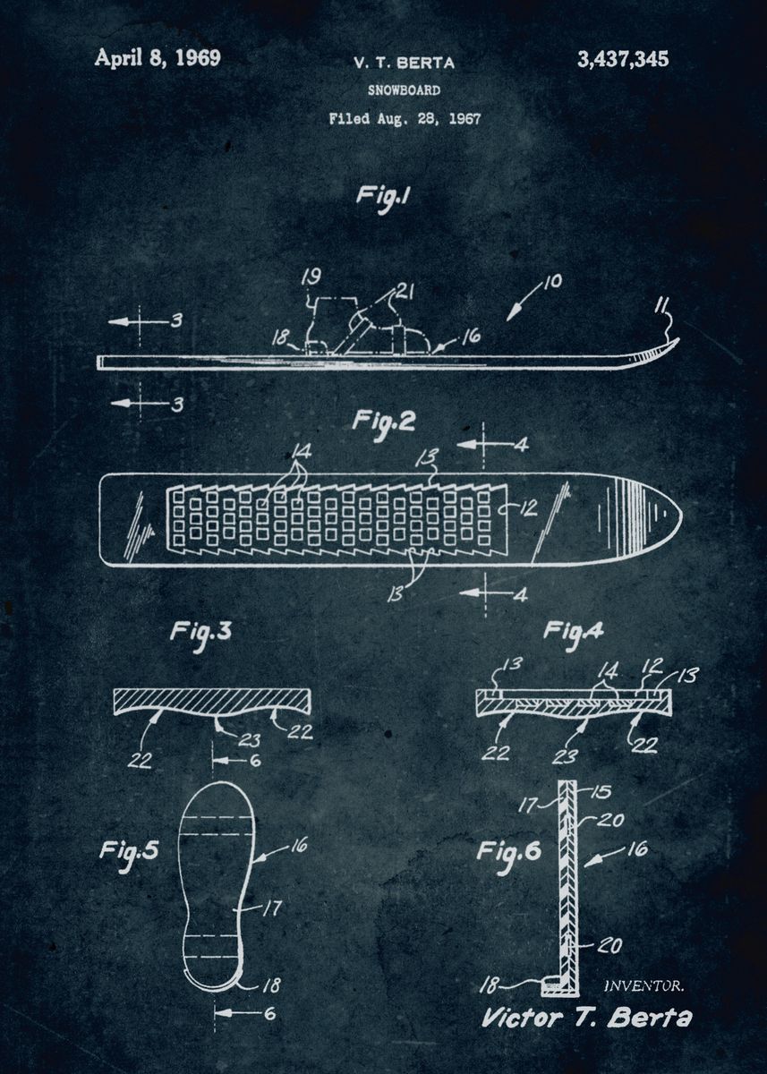 'No238 1967 Snowboard Inventor V. T. Berta' Poster, picture