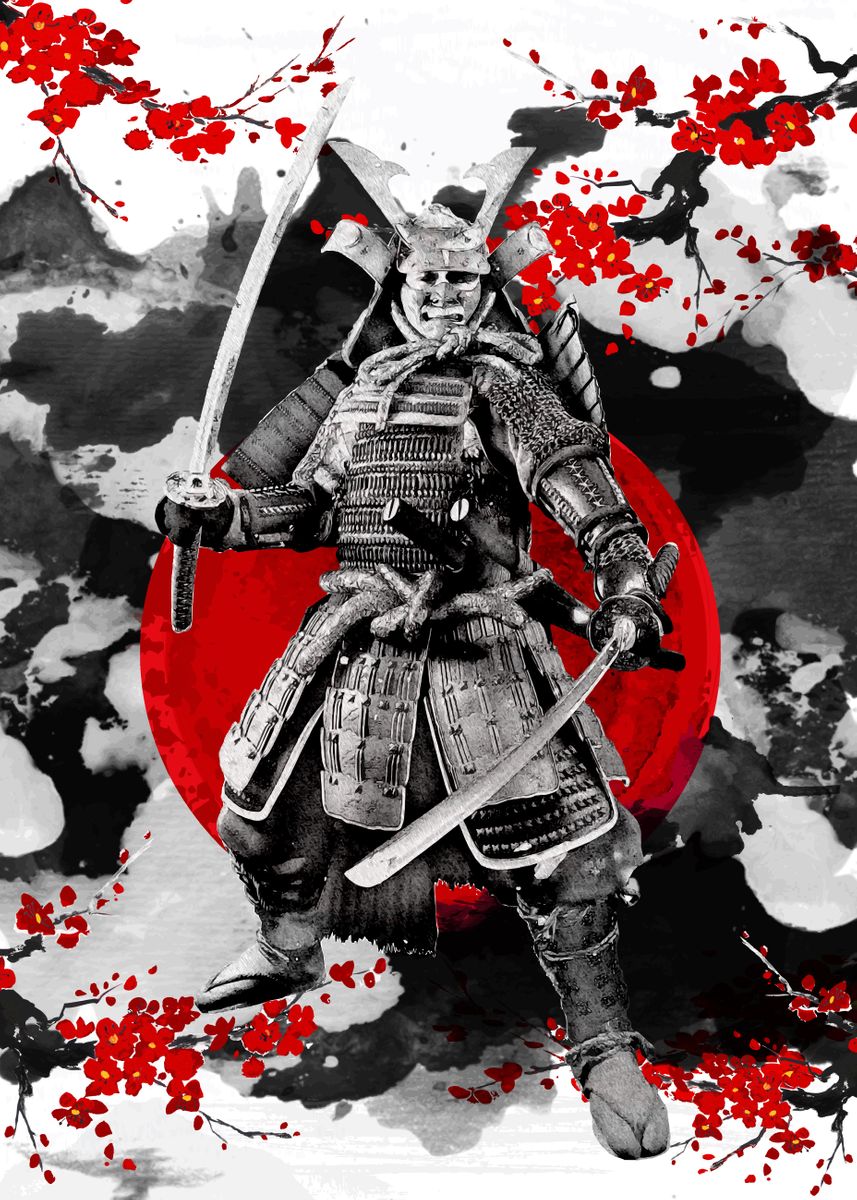 'Sakura Samurai' Poster, picture, metal print, paint by Cornel Vlad ...