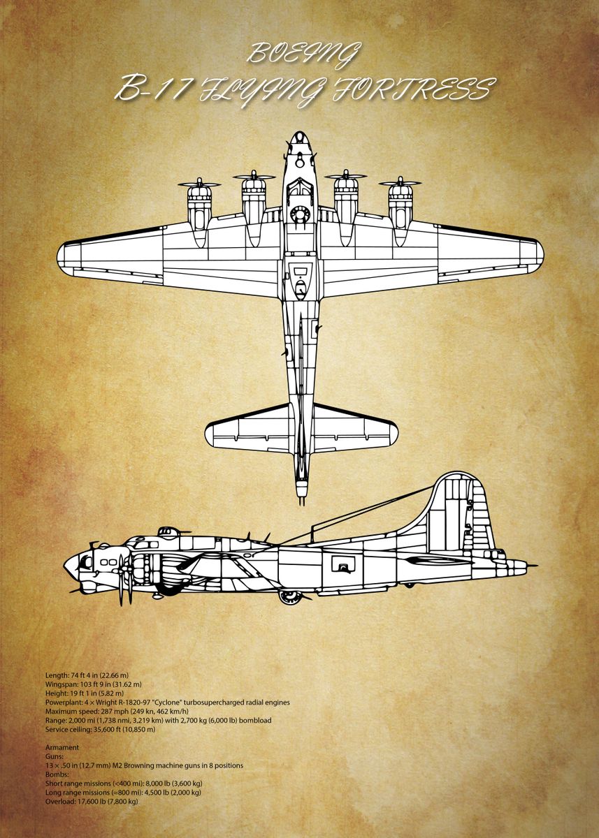 Many Sizes; B-17 Flying Fortress Poster 