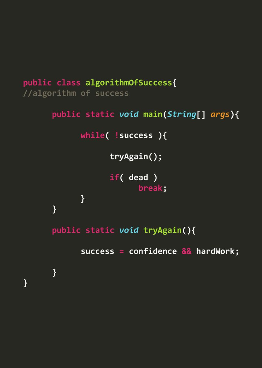 'Programmer poster 'Algorithm of Success' in java' Poster, picture ...