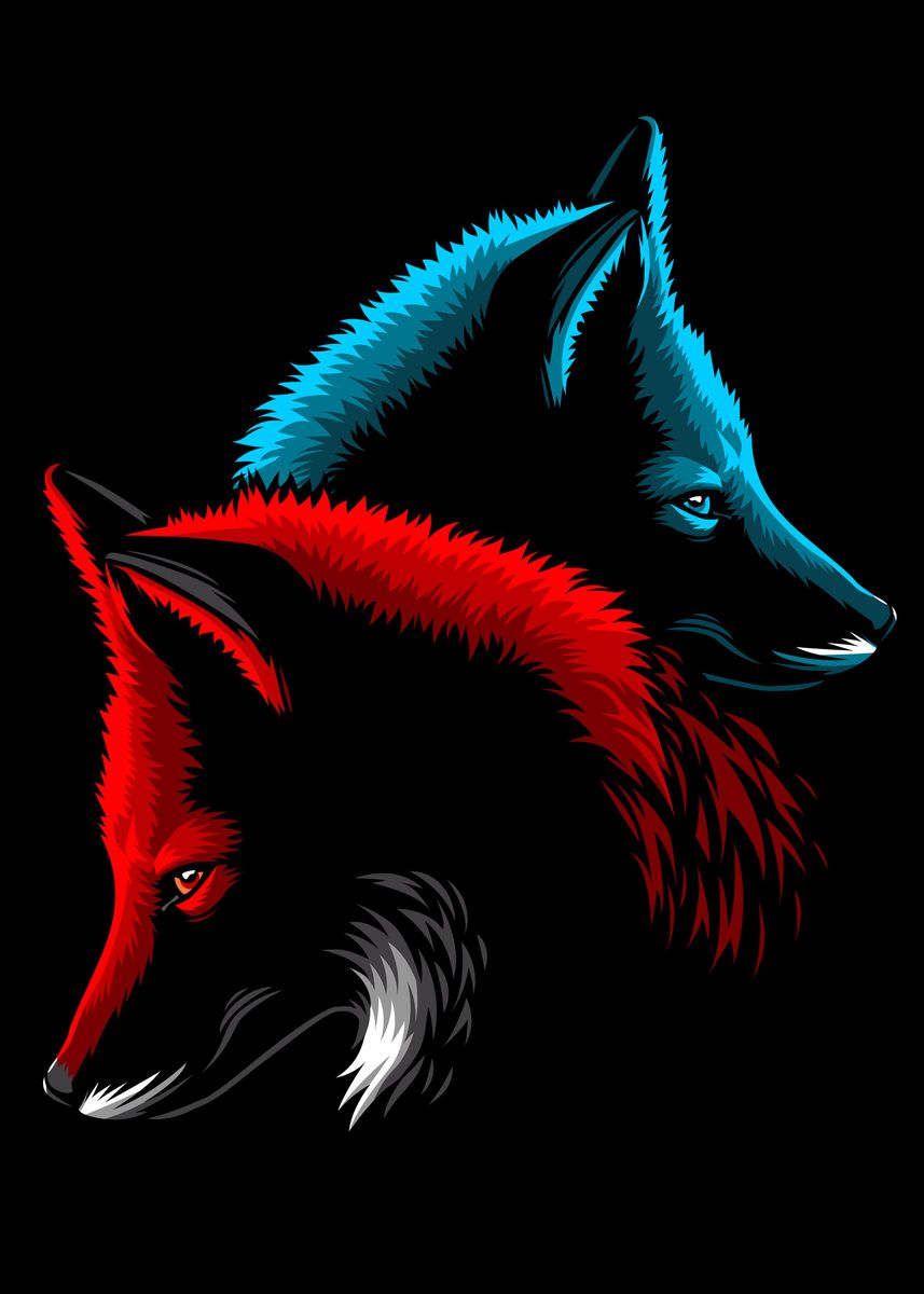 Red Blue Fox' Poster by Alberto Perez | Displate