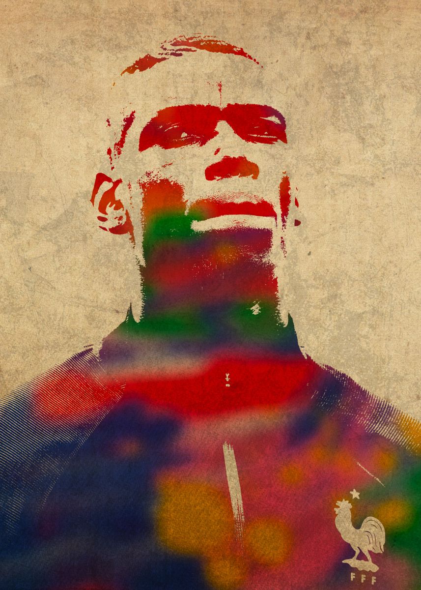  Paul Pogba Watercolor Portrait Poster By Design Turnpike Displate