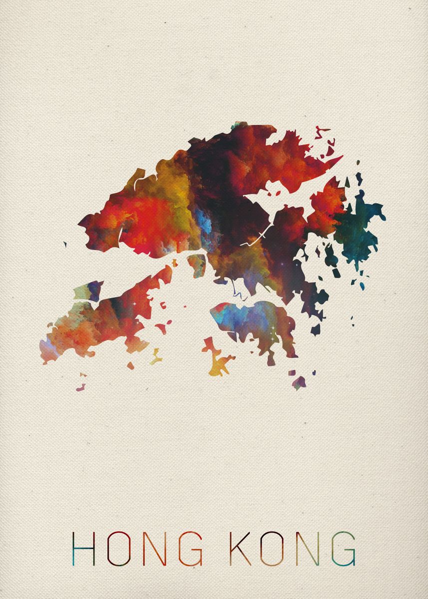 'Hong Kong Watercolor Map' Poster by Design Turnpike Displate