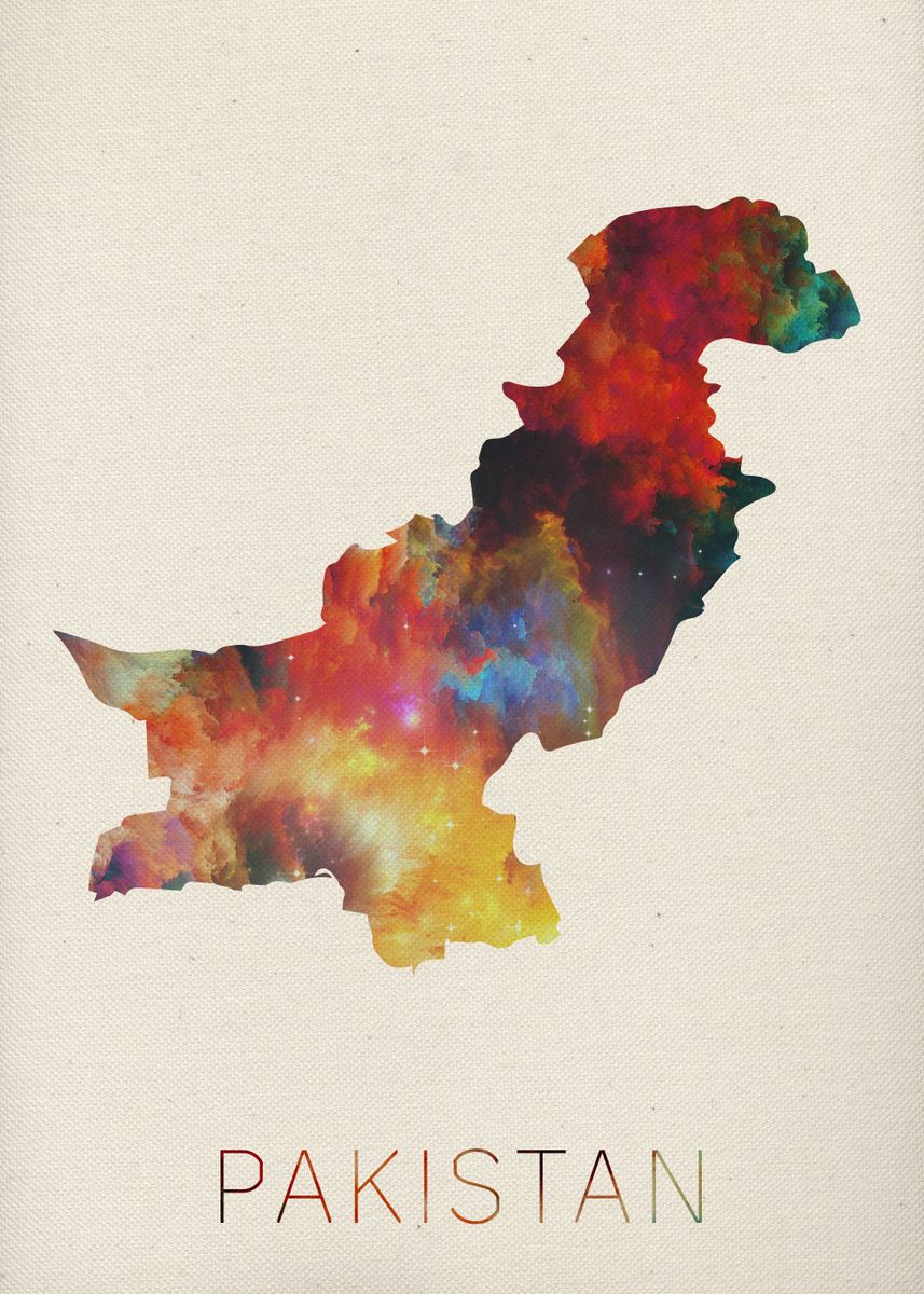 'Pakistan Watercolor Map' Poster, picture, metal print, paint by Design ...