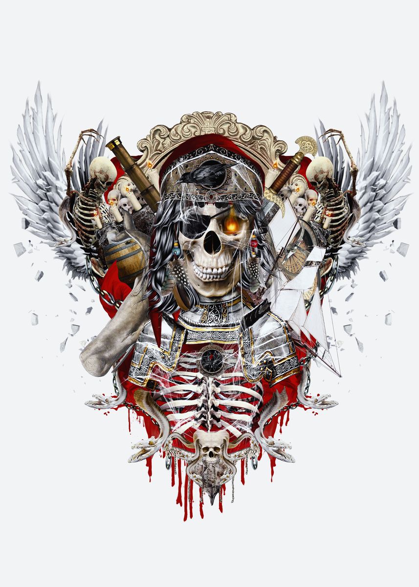 'Pirate Skull' Poster by RIZA PEKER | Displate