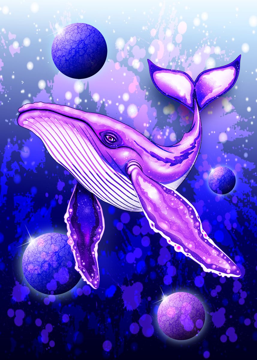 'Cyber Whale on Ultra Violet Deep Space Ocean' Poster by Bluedarkat Lem | Displate