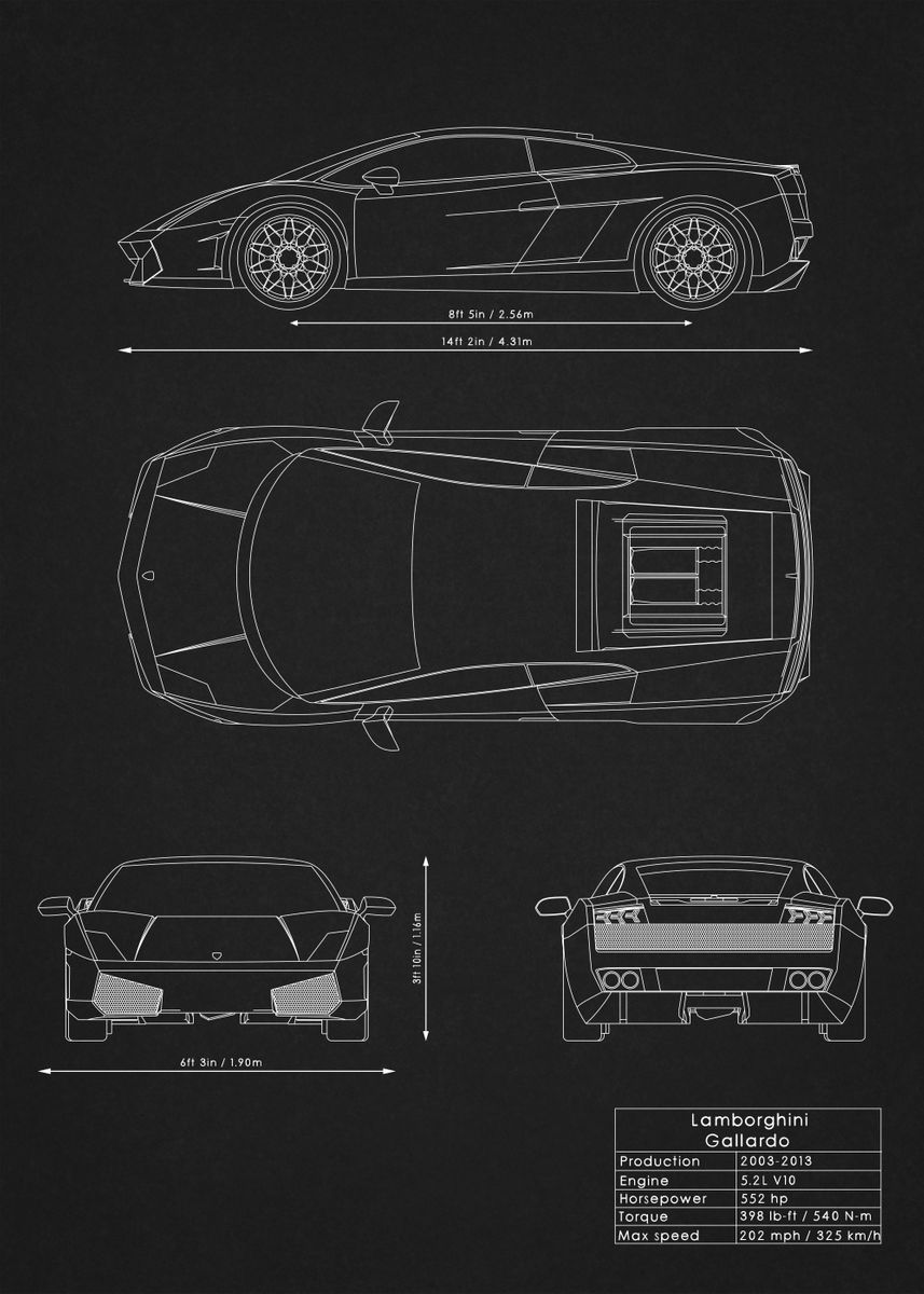 Lamborghini Gallardo' Poster by Iwoko | Displate