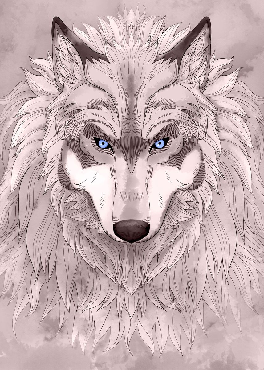 'Grey Wolf' Poster by Kitsune Yumiko Displate