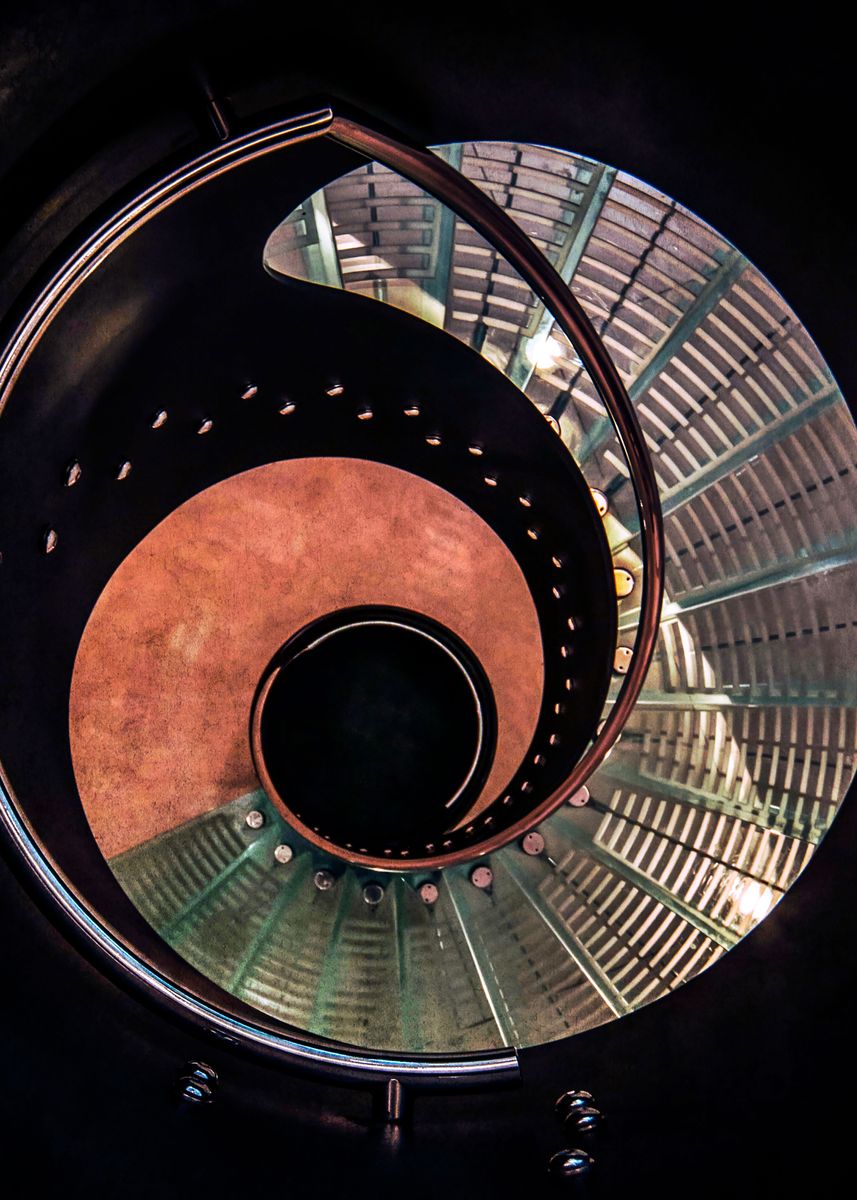 &lsquo;Spiral glass staircase&rsquo; Poster, picture, metal print, paint by