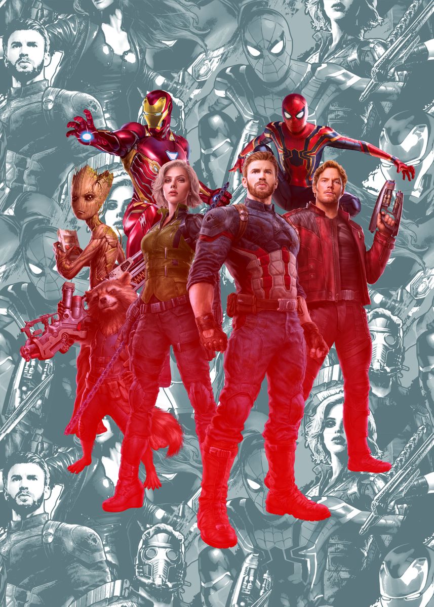 Avengers and Guardians' Poster, picture, metal print, paint by Marvel
