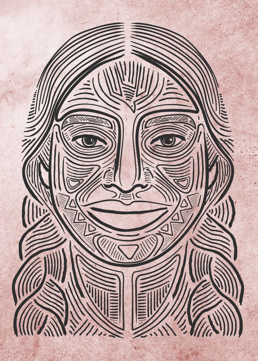 Indigenous Drawing Example 'Indigenous woman hand drawn illustration' Poster, picture, metal print ...