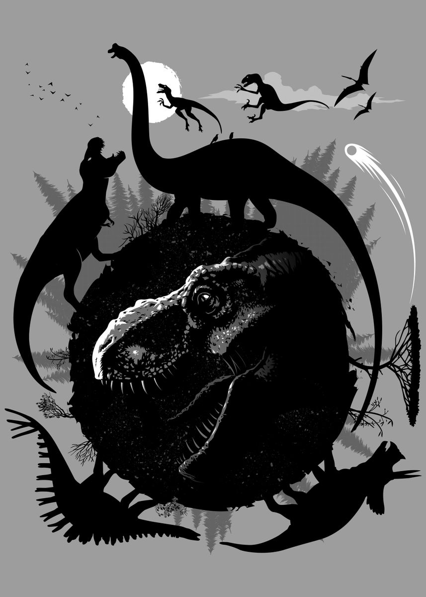 'Circle T-Rex' Poster by Alberto Perez | Displate