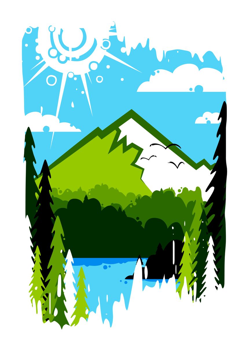 'Mountainscape Paint Strike ' Poster by Shane Ludlum Displate