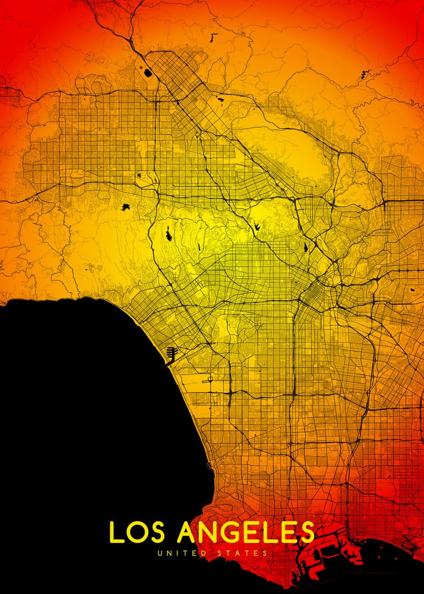 'Los Angeles map' Poster by mapsies | Displate