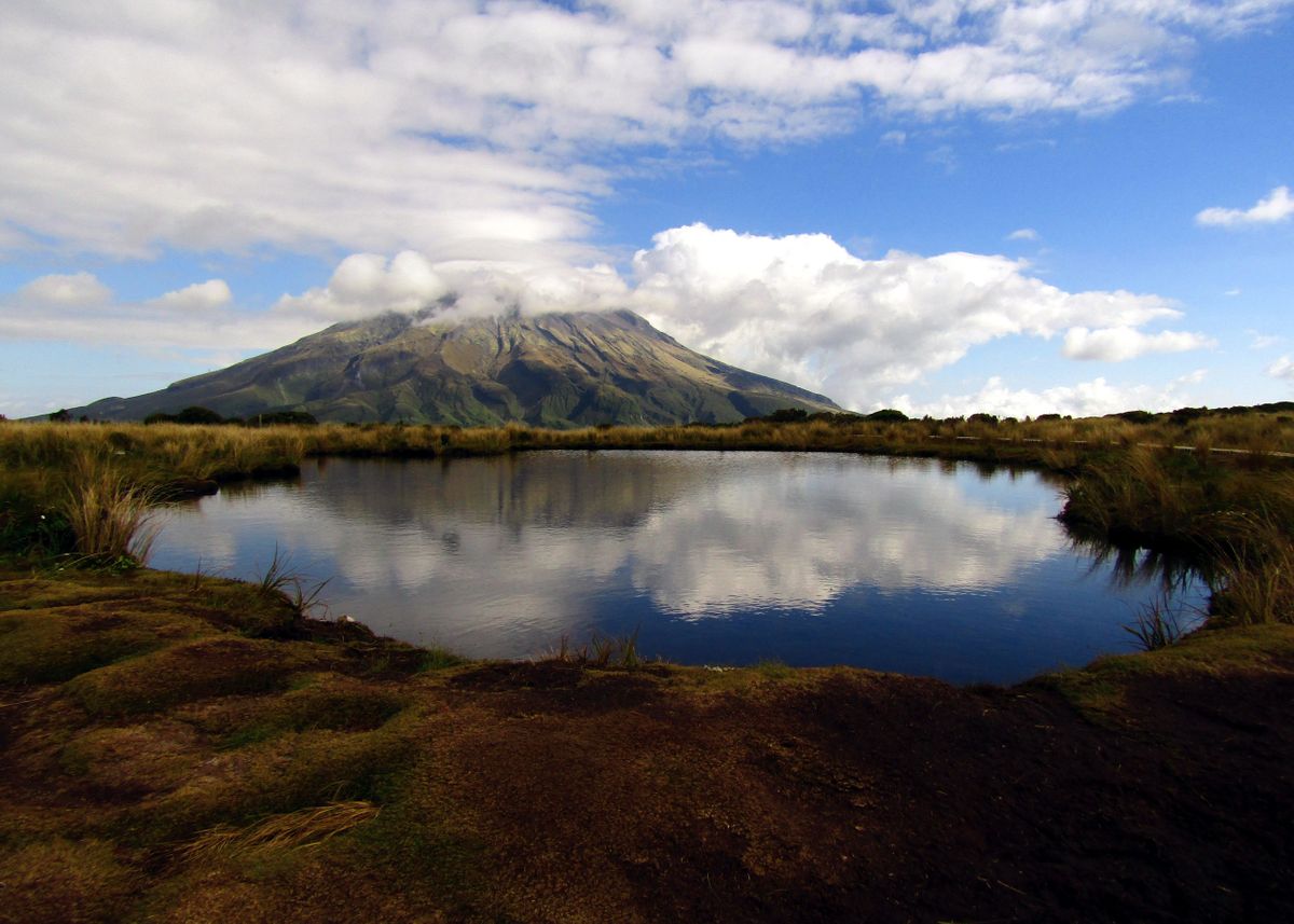 'Mt. Taranaki from the Pouakai Tarns' Poster by Callum Campbell | Displate