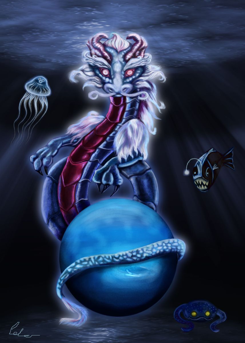 'Neptune Dragon' Poster, picture, metal print, paint by Margherita Luzi ...