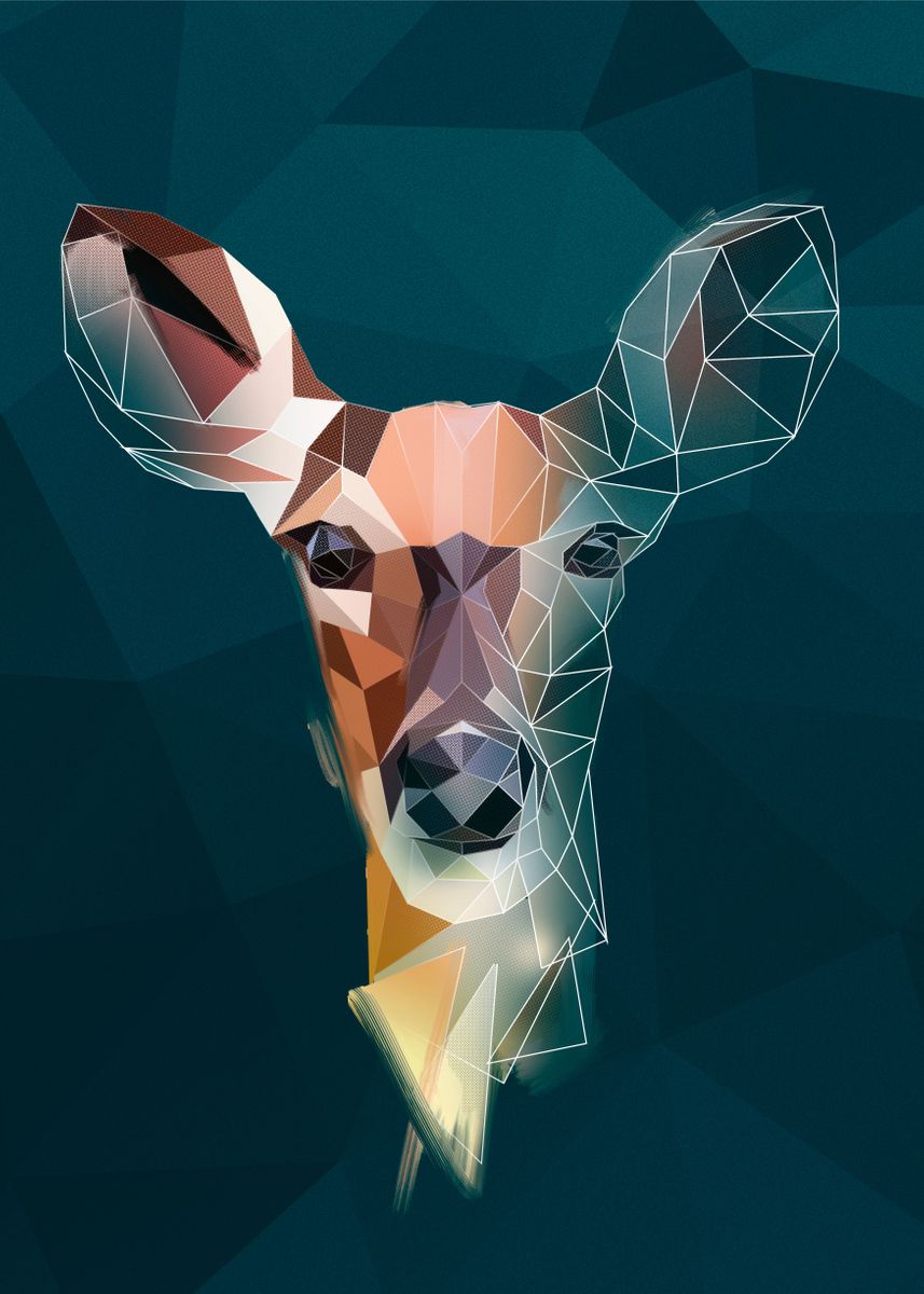 'Deer - sketch' Poster, picture, metal print, paint by Tomasz Dąbek ...