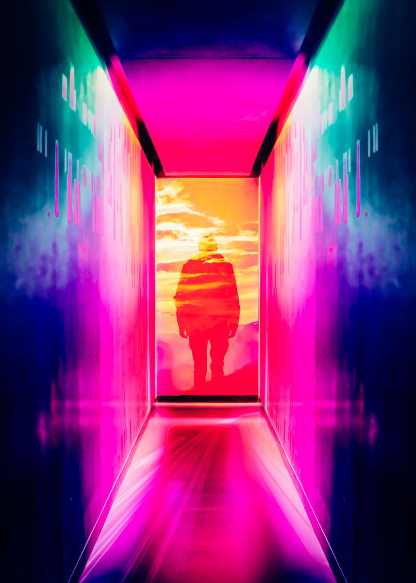 Neon Path Original Metal Poster Print Fanfreak Displate neon path original