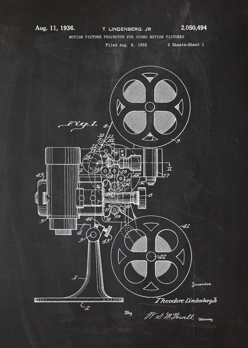 '1933 Motion Picture Projector for Sound Motion Pic' Poster by Nicram K ...