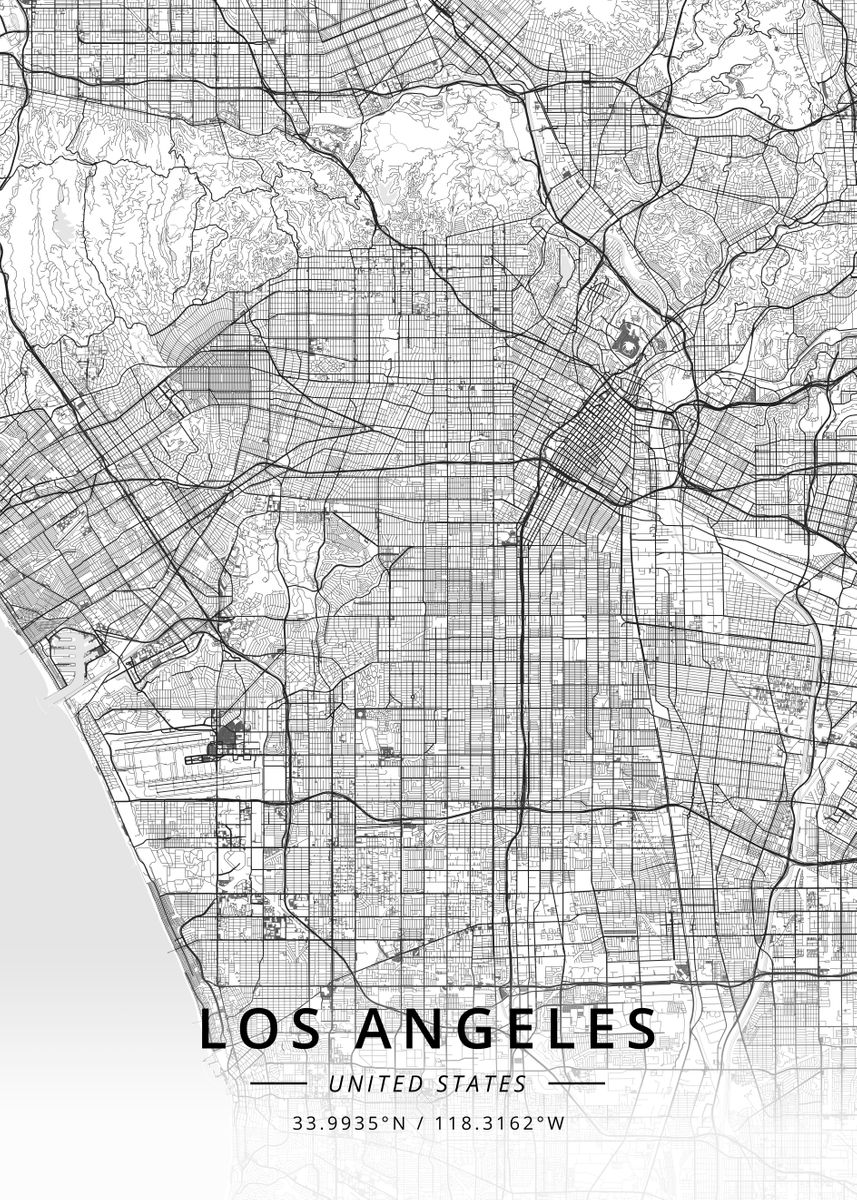 'Los Angeles, United States' Poster, picture, metal print, paint by ...