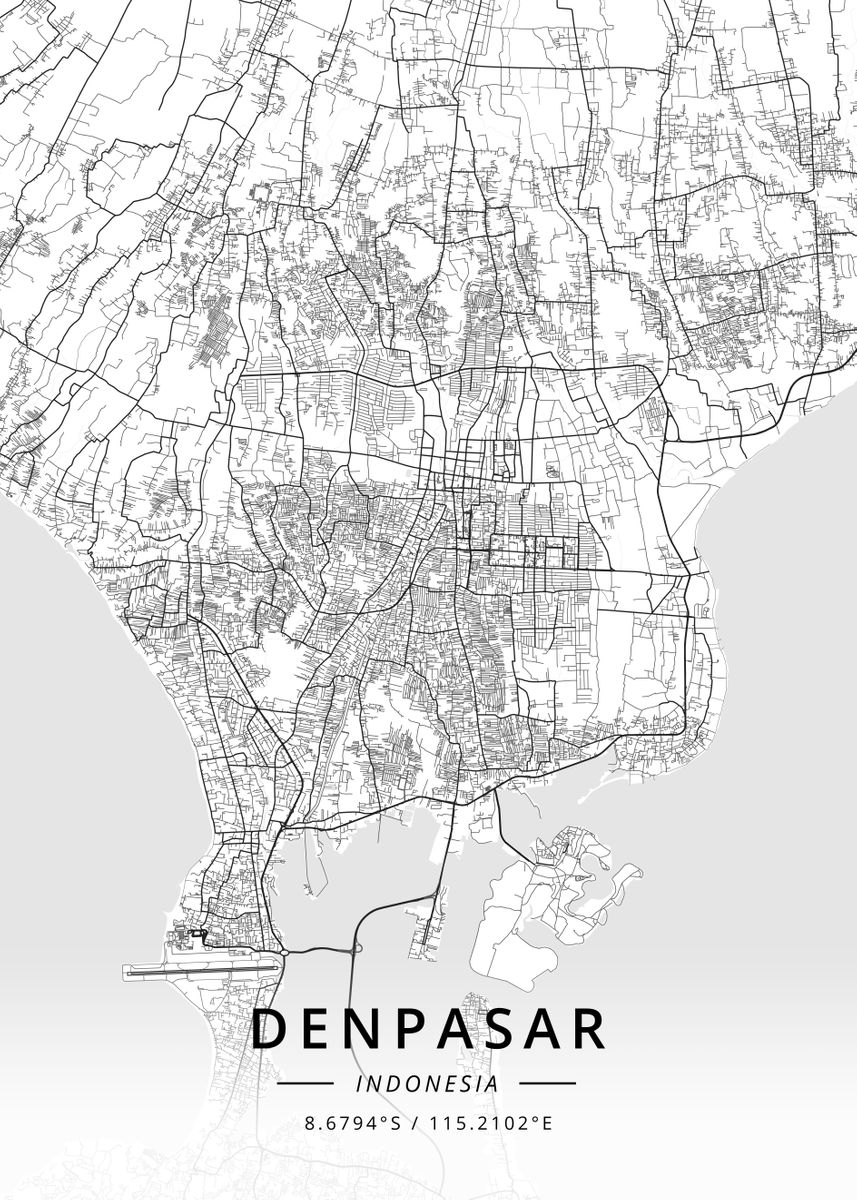 'Denpasar, Indonesia' Poster, Picture, Metal Print, Paint By Designer ...