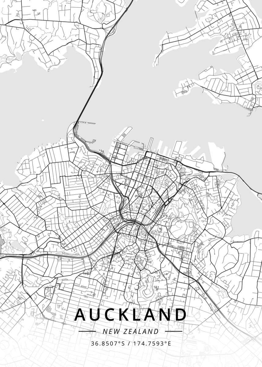 'Auckland, New Zealand' Poster by Designer Map Art | Displate