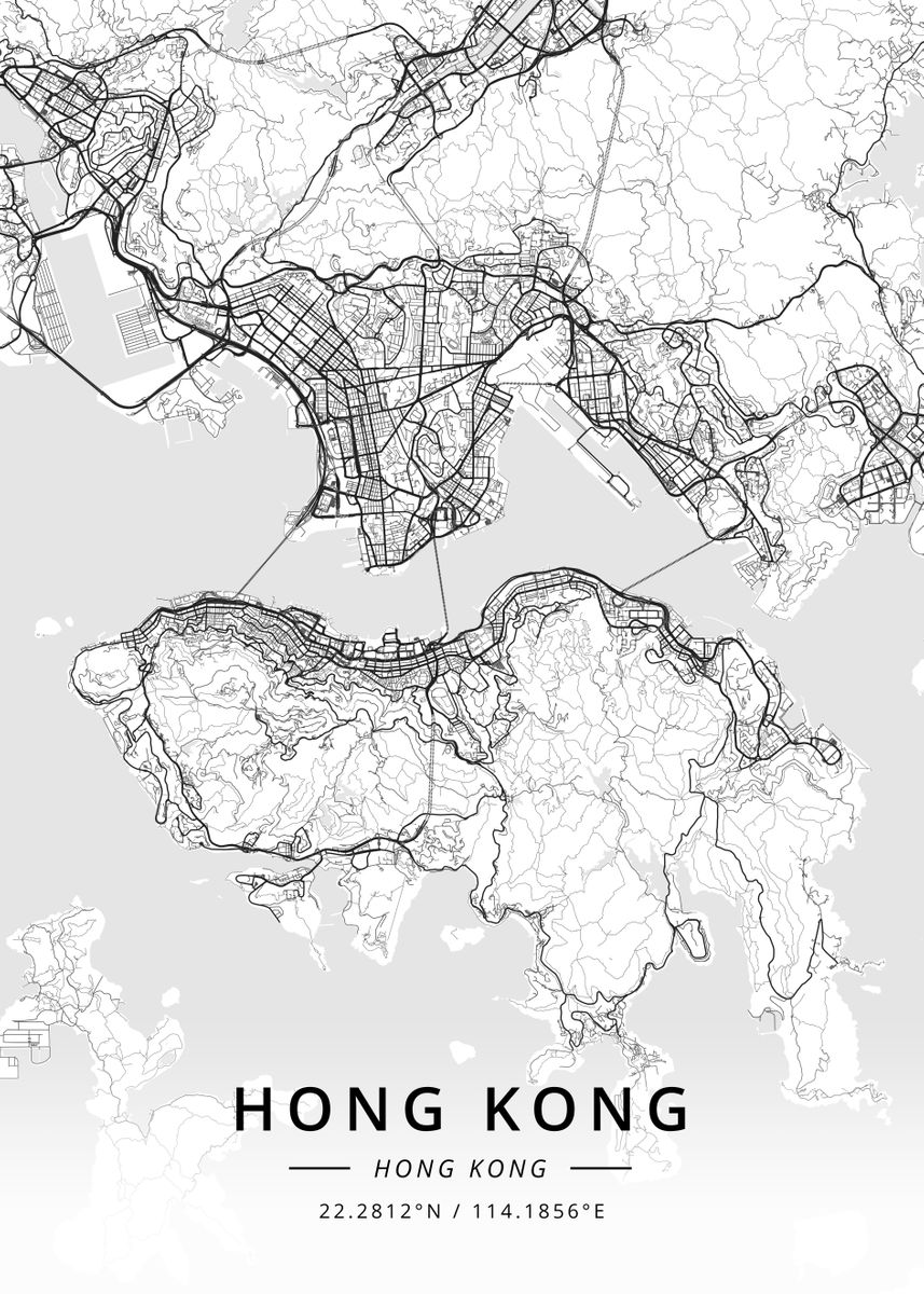 Hong Kong, Hong Kong' Poster, picture, metal print, paint by Designer Map  Art | Displate