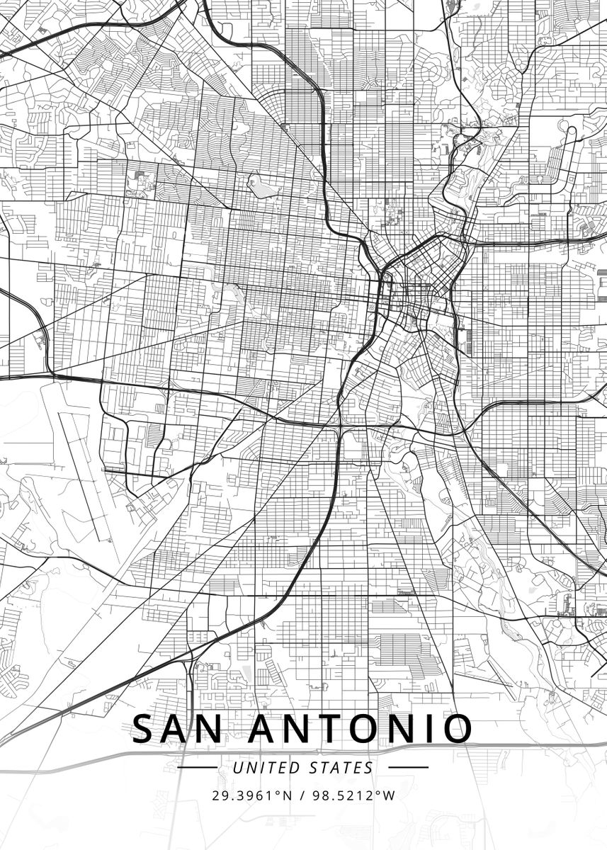 'San Antonio, United States' Poster by Designer Map Art | Displate