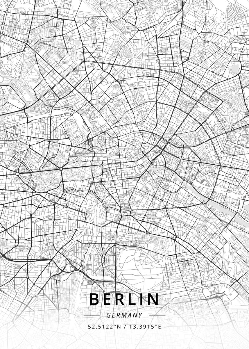 'Berlin, Germany' Poster, picture, metal print, paint by Designer Map ...