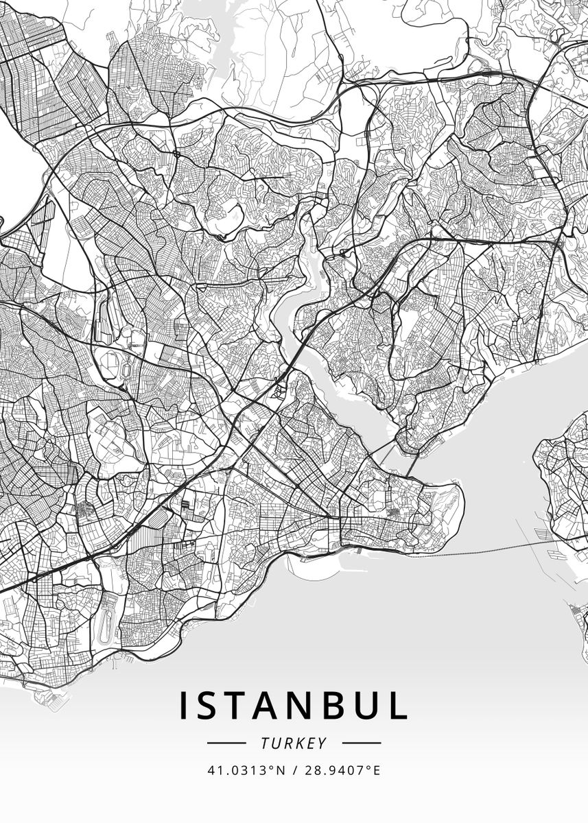 'Istanbul, Turkey' Poster, picture, metal print, paint by Designer Map ...