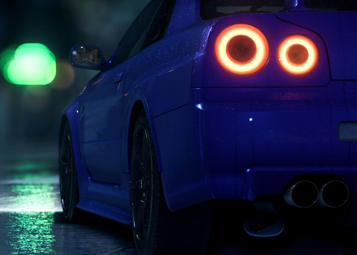 'R34 Skyline Rearview' Poster by Lil Pai | Displate