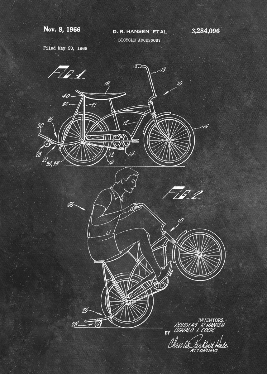 'patent art Hansen Bicycle ' Poster, picture, metal print, paint by ...