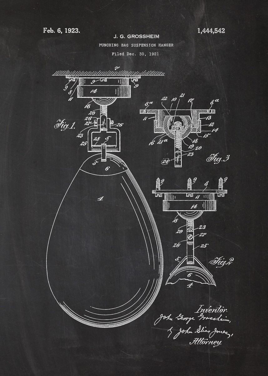'1921 Punching Bag Hanger' Poster, picture, metal print, paint by
