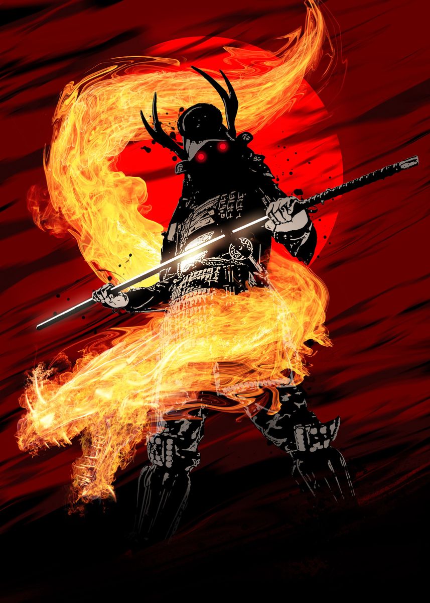 'Samurai - Battle Spirits' Poster by Naked Monkey | Displate