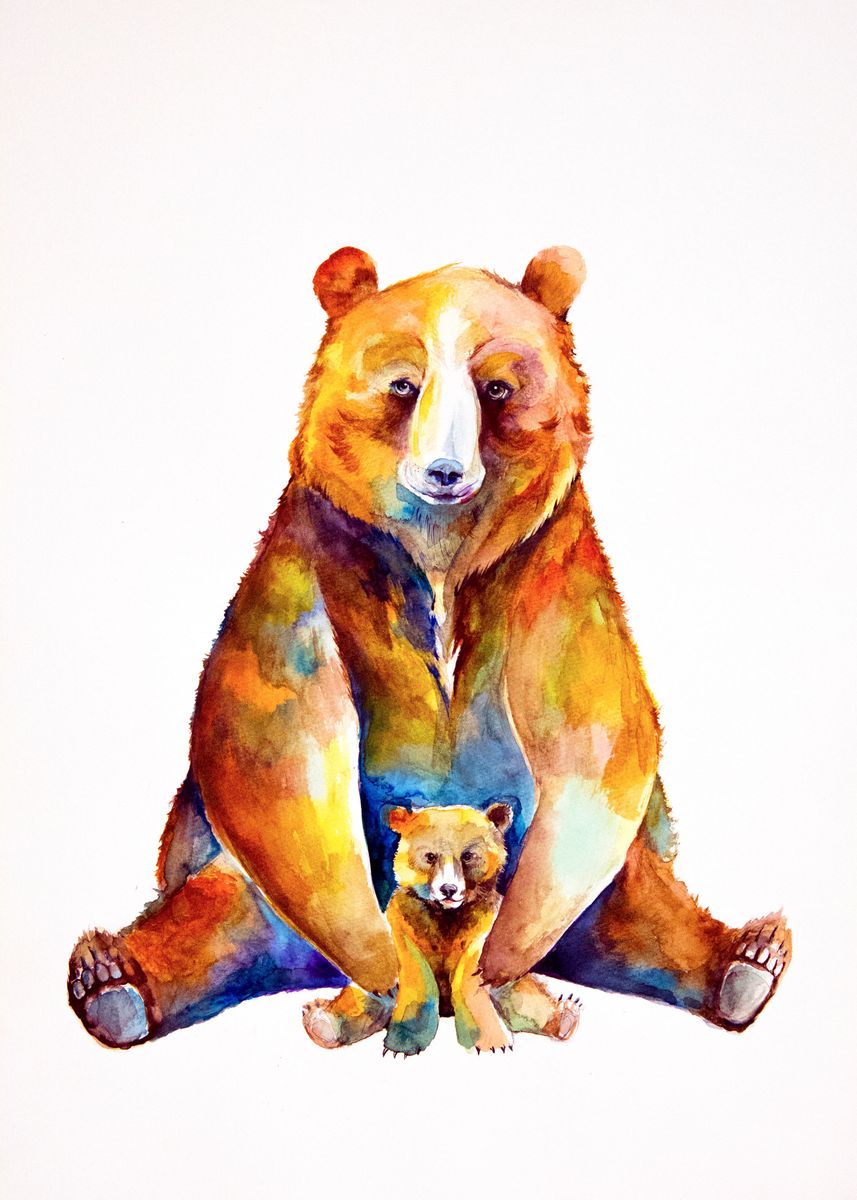 Bears necessary. Bear necessities. Bear Watercolor. Cute Bear Family Painting.