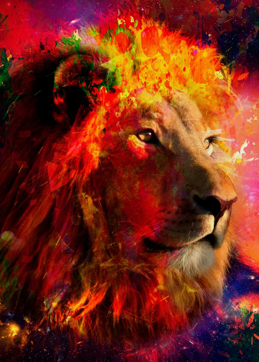 'Imposing lion' Poster, picture, metal print, paint by Cristo Emilio ...