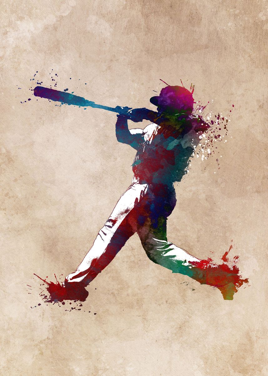 'Baseball player' Poster, picture, metal print, paint by JBJart Justyna ...