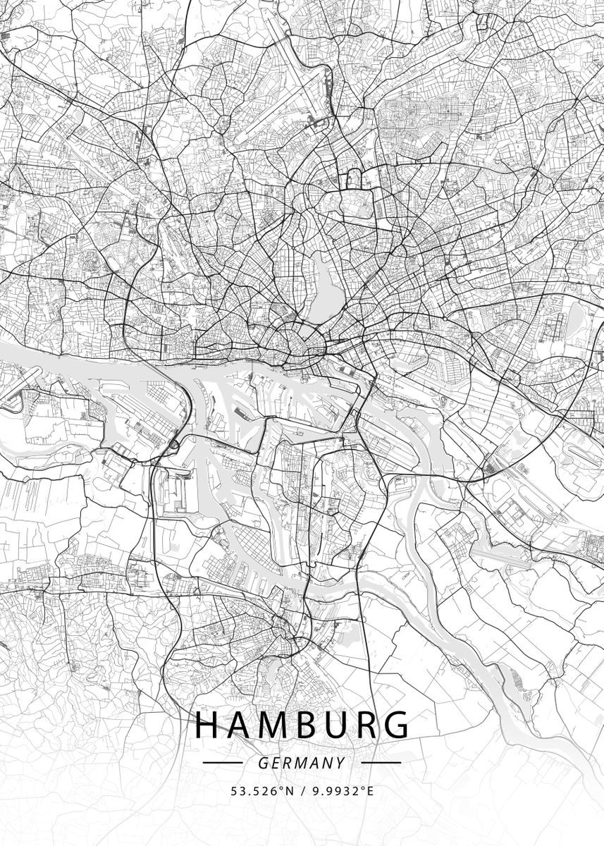 'Hamburg, Germany' Poster by Designer Map Art | Displate