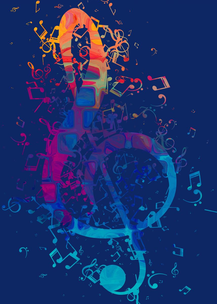 'I love musical notes #4' Poster by Leandro Jorge | Displate